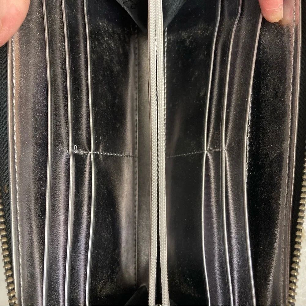 Calvin Klein black leather quilted zipper wallet